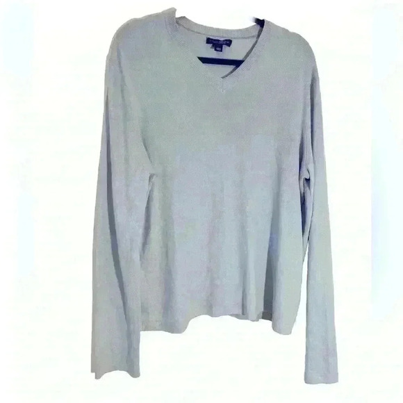 Men’s Banana Republic Silk  Cashmere V Neck Shirt Size L Blue - Picture 2 of 3
